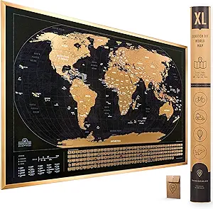 XL Scratch Off Map of The World with Flags 