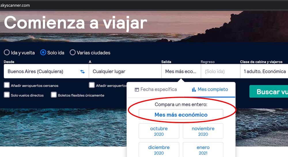 Cómo conseguir vuelos baratos en Skyscanner
