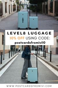 Grab 10% off your order of any LEVEL8 luggage using the exclusive code postcardsfromivi10