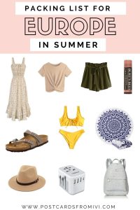 Packing list for europe in summer