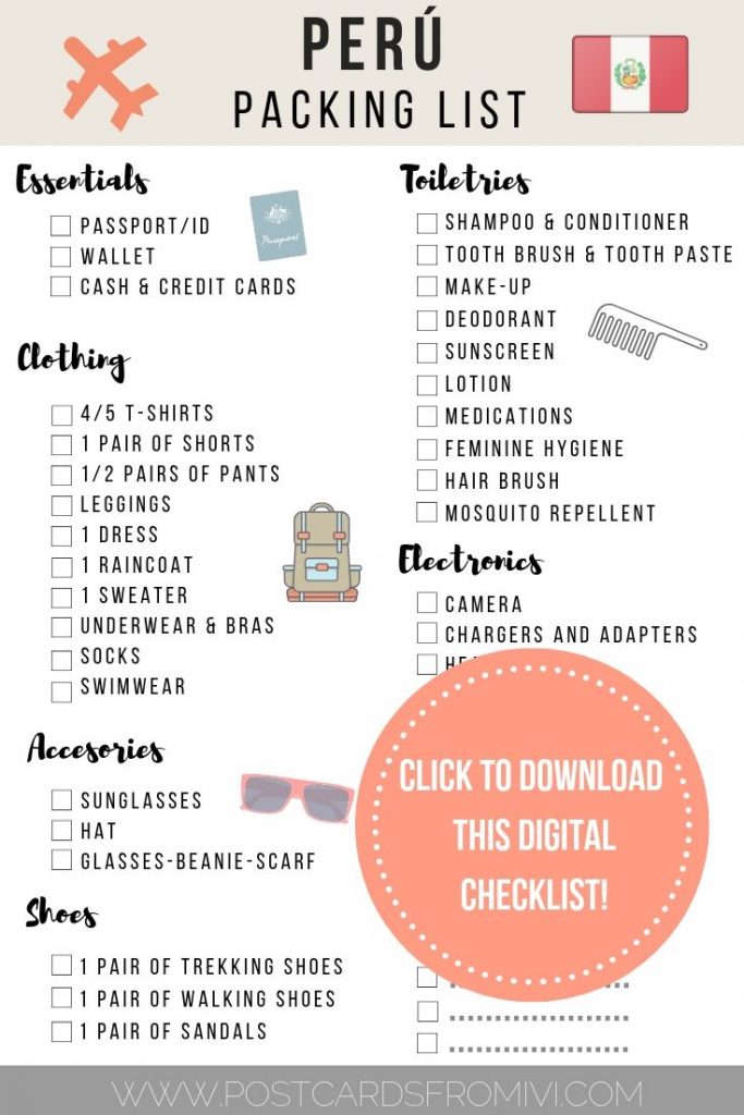 The ultimate Peru packing list with downloadable checklist